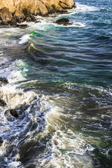 The turbulent waves of the Mediterranean sea