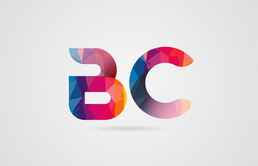 alphabet letter bc b c logo combination design