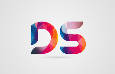 alphabet letter ds d s logo combination design