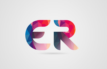 alphabet letter er e r logo combination design