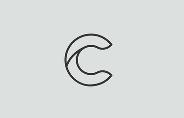 black and white alphabet letter c logo icon design