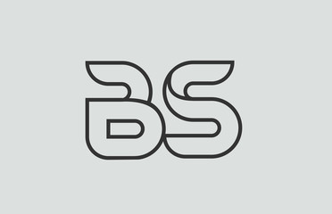 black and white alphabet letter bs b s logo combination