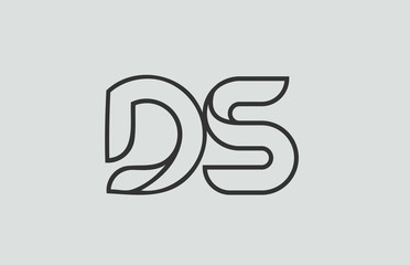 black and white alphabet letter ds d s logo combination