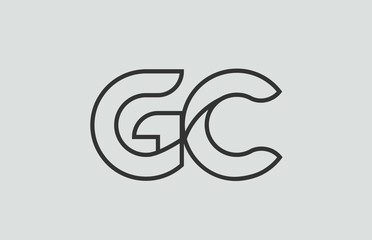 Fototapeta premium black and white alphabet letter gc g c logo combination