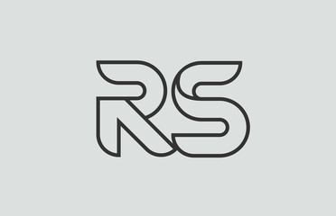 black and white alphabet letter rs r s logo combination
