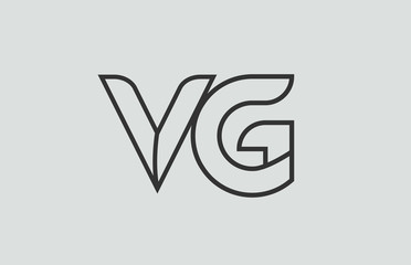 black and white alphabet letter vg v g logo combination