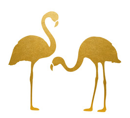 Golden Flamingo. Isolated. Vector.