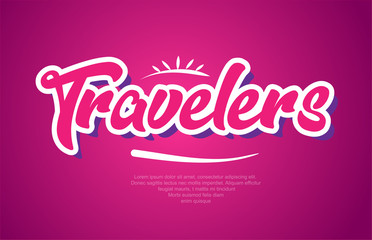 travelers word text typography pink design icon