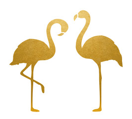 Golden Flamingo. Isolated. Vector.