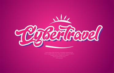 cybertravel word text typography pink design icon
