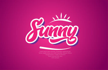 sunny word text typography pink design icon