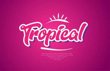 tropical word text typography pink design icon