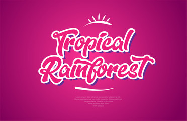 tropical rainforest word text typography pink design icon