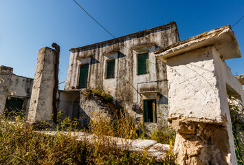 Old ruins of a house in a village on the Island of Crete, Greece.