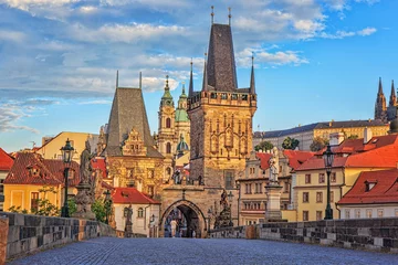 Foto auf Acrylglas Karlsbrücke Morgen auf der Karlsbrücke in der Stadt Prag. Tschechische Republik