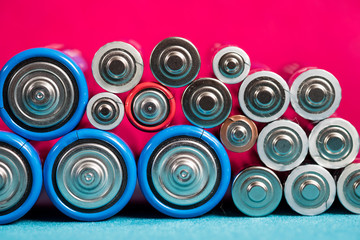 Ecology recycling concept. Many different types used or new battery