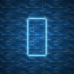 Blue abstract neon square shape