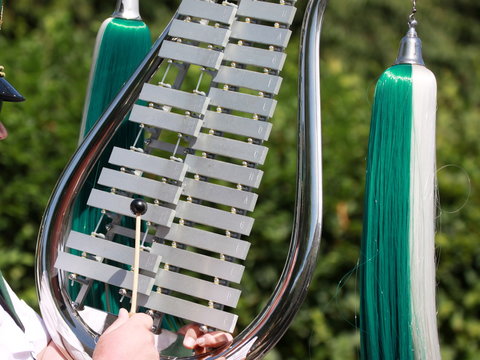 marching musician with chimes