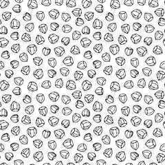 Hazelnut Seamless Endless Pattern. Whole Unpeeled Hazelnut. Autumn or Fall Harvest Collection. Realistic Hand Drawn High Quality Vector Illustration. Doodle Style.