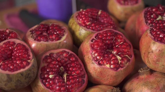 Close Up View Of Tasty Pomegranate Fruit In Bazaar