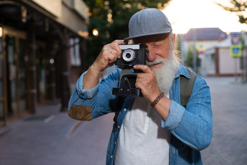 Senior Man Camera Photography Traveling Concept
