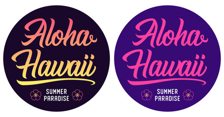Fototapeta na wymiar Summer lettering of Aloha Hawaii