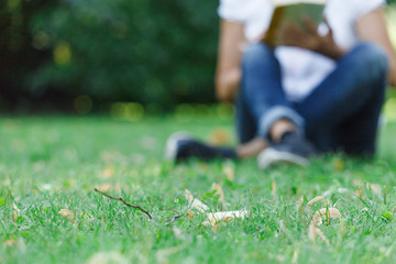 Fototapeta premium The concept of a middle-aged woman relaxing in nature