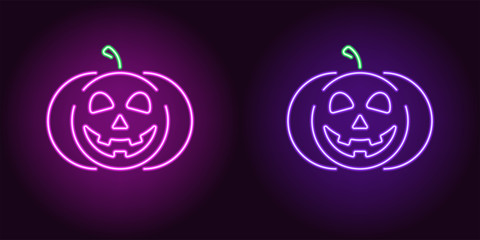 Kind neon pumpkin in purple and violet color