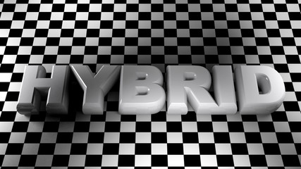 HYBRID white on squared surface - 3D rendering