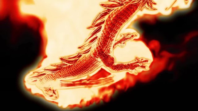 Huge Fiery Dragon Alpha Matte 3D Rendering Animation Camera Tracking