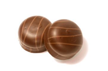 chocolate candy isolated on white background. delicious truffle. Delicious chocolate pralines isolated