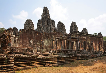 Fototapeta na wymiar Prasat Bayon temple at Angkor Thom. Siem Reap province. Cambodia