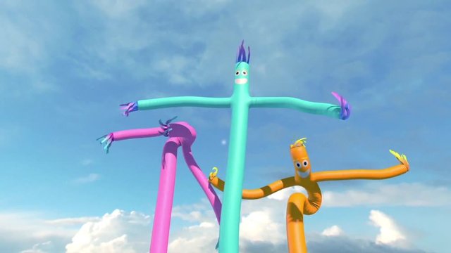 Wacky Waving Inflatable Tube Man 3D Sky Rendering Green Screen