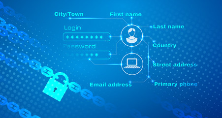 Safety of personal data abstract background