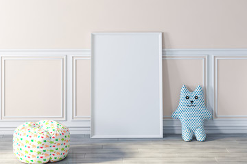 Game wigwam and frame in kids room 3d rendering © radmila85