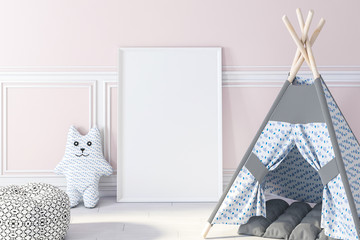 Game wigwam and frame in kids room 3d rendering © radmila85