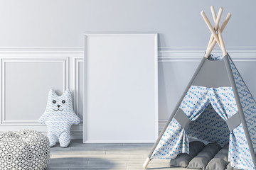 Game wigwam and frame in kids room 3d rendering © radmila85