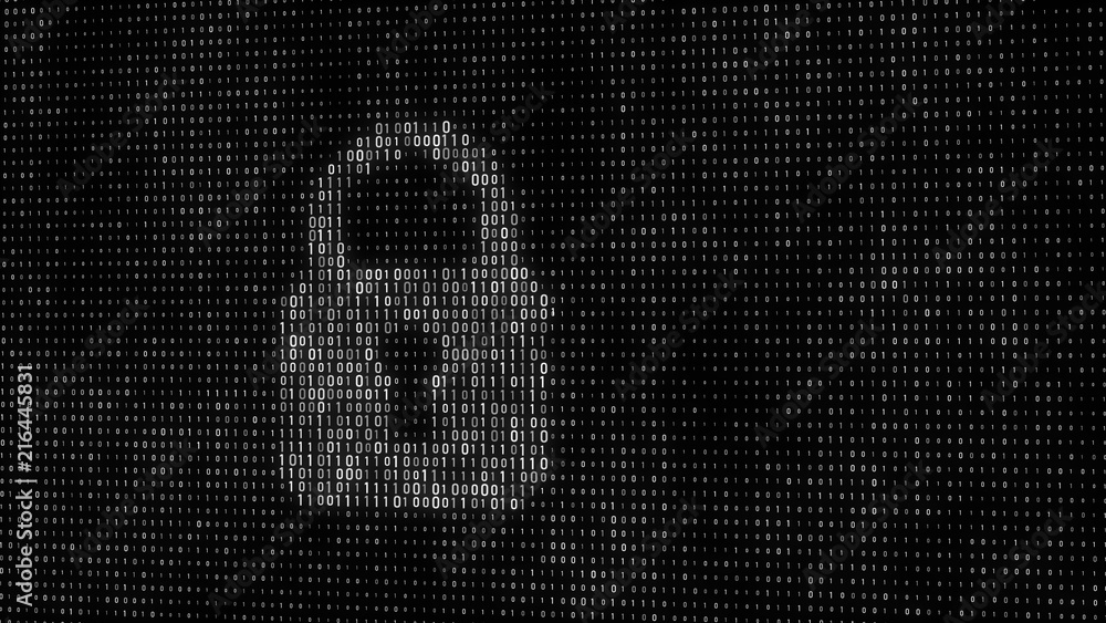 Fototapete Cyber security concept. Abstract digital background. Binary code. Green color. 3D rendering.