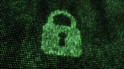 Cyber security concept. Abstract digital background. Binary code. Green color. 3D rendering.
