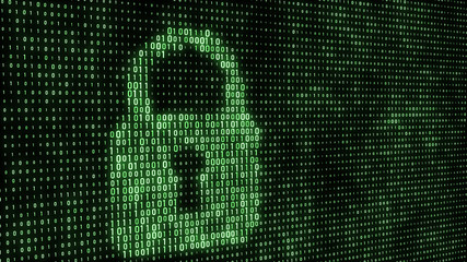 Cyber security concept. Abstract digital background. Binary code. Green color. 3D rendering.