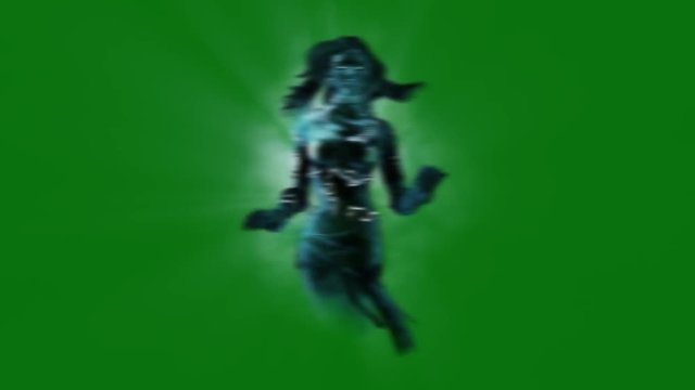 Woman Ghost Divinity Mod 3 Green Screen 3D Rendering Animation