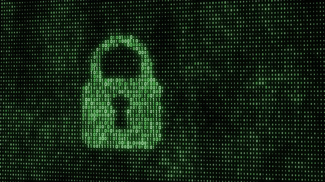 Cyber security concept. Abstract digital background. Binary code. Green color. 3D rendering.