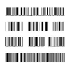 Vector Barcode Set, Black Lines and Numbers, Marks Collection Isolated.