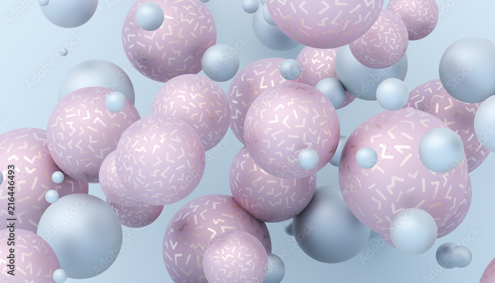 Poster abstract 3d rendering of geometric shapes. modern composition. background design with spheres for po