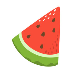 Cartoon watermelon on a white background. Icon in Color. Vector illustration