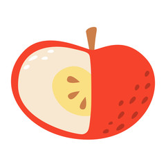 Cartoon apple on a white background. Apple Icon in Color. Vector illustration