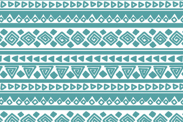 Blue and white geometric background. Ethnic hand drawn pattern