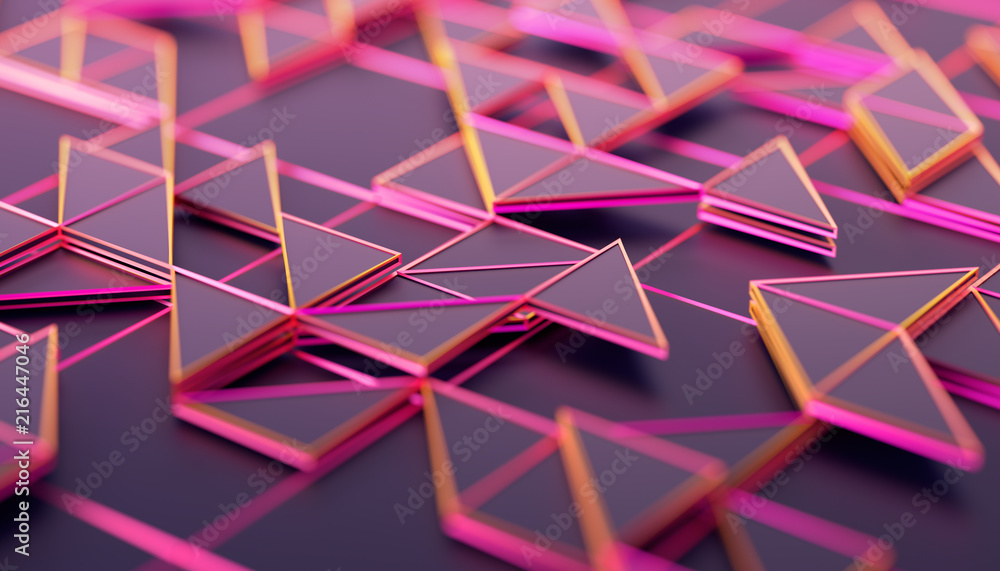Poster abstract 3d rendering of geometric surface. composition with triangles. futuristic modern background