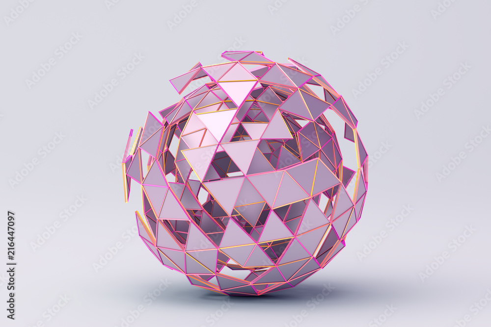 Aufkleber abstract 3d rendering of polygonal sphere. geometric shape, futuristic modern background design for 