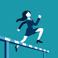 Fototapeta na wymiar Business concept vector illustration businesswoman jumping over hurdle race for design.